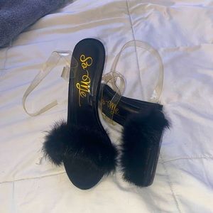 Brand new sexy fur heels never worn!